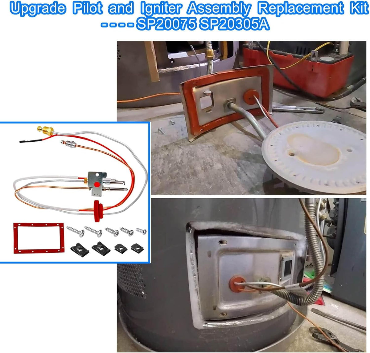 Upgrade Pilot and Igniter Assembly Replacement Kit SP20075,for Natural Gas Water Heater, Compatible with Rheem, PROTECH, GE,Richmond Water Heater Parts,Water Heater Pilot Assembly for Natural Gas