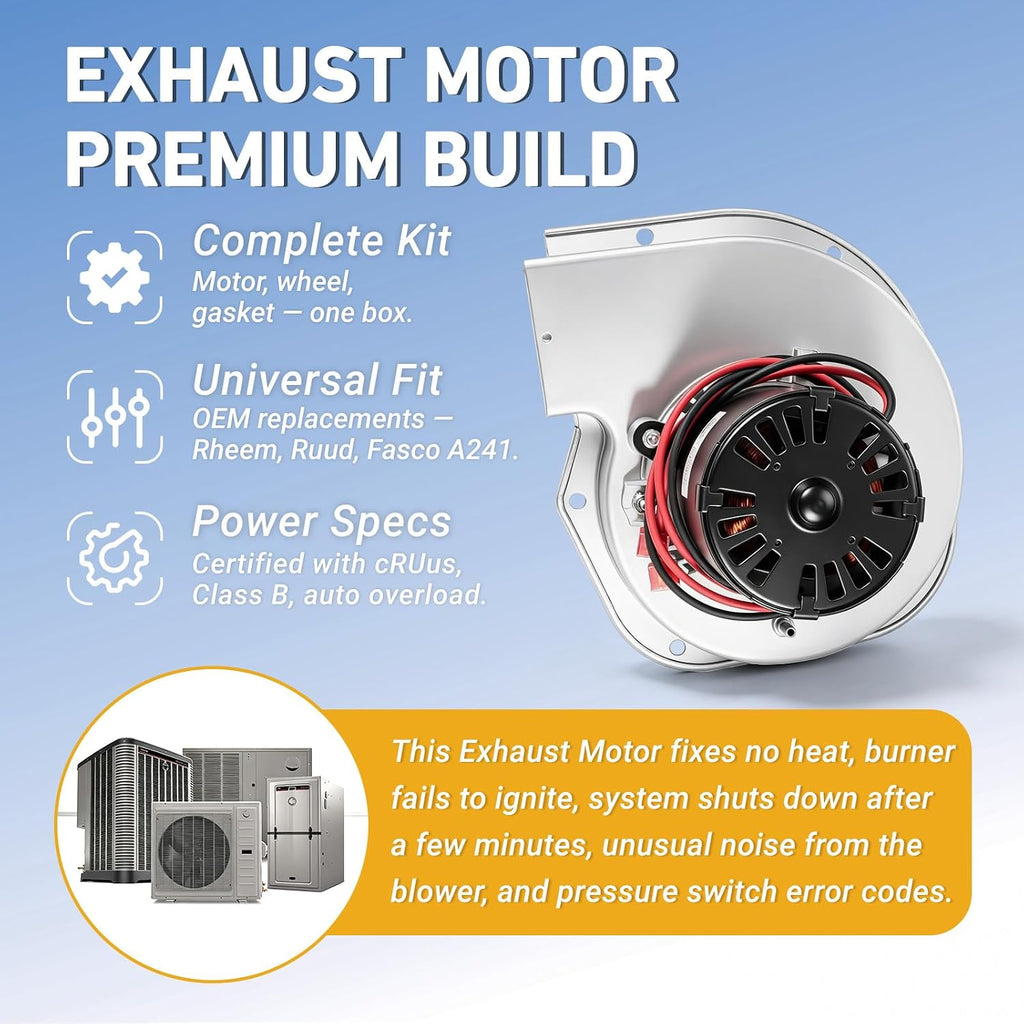 Furnace Draft Inducer Blower Motor, Exhaust Venter Motor Fit for Fasco A241, Rheem and Ruud - Replace 7021-9137E, 70-23641-81, 7021-9567, 702112903, 70219137