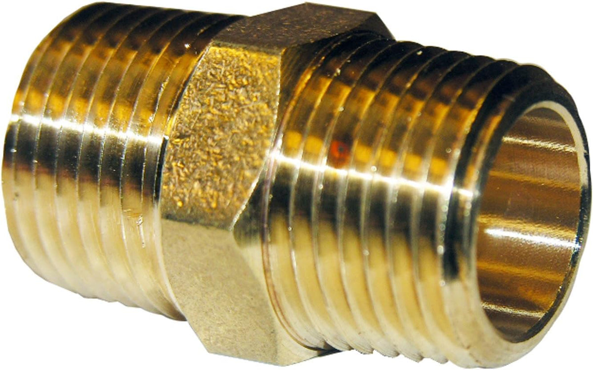 LASCO 17-8669 3/4-Inch Male Pipe Thread Brass Hex Nipple