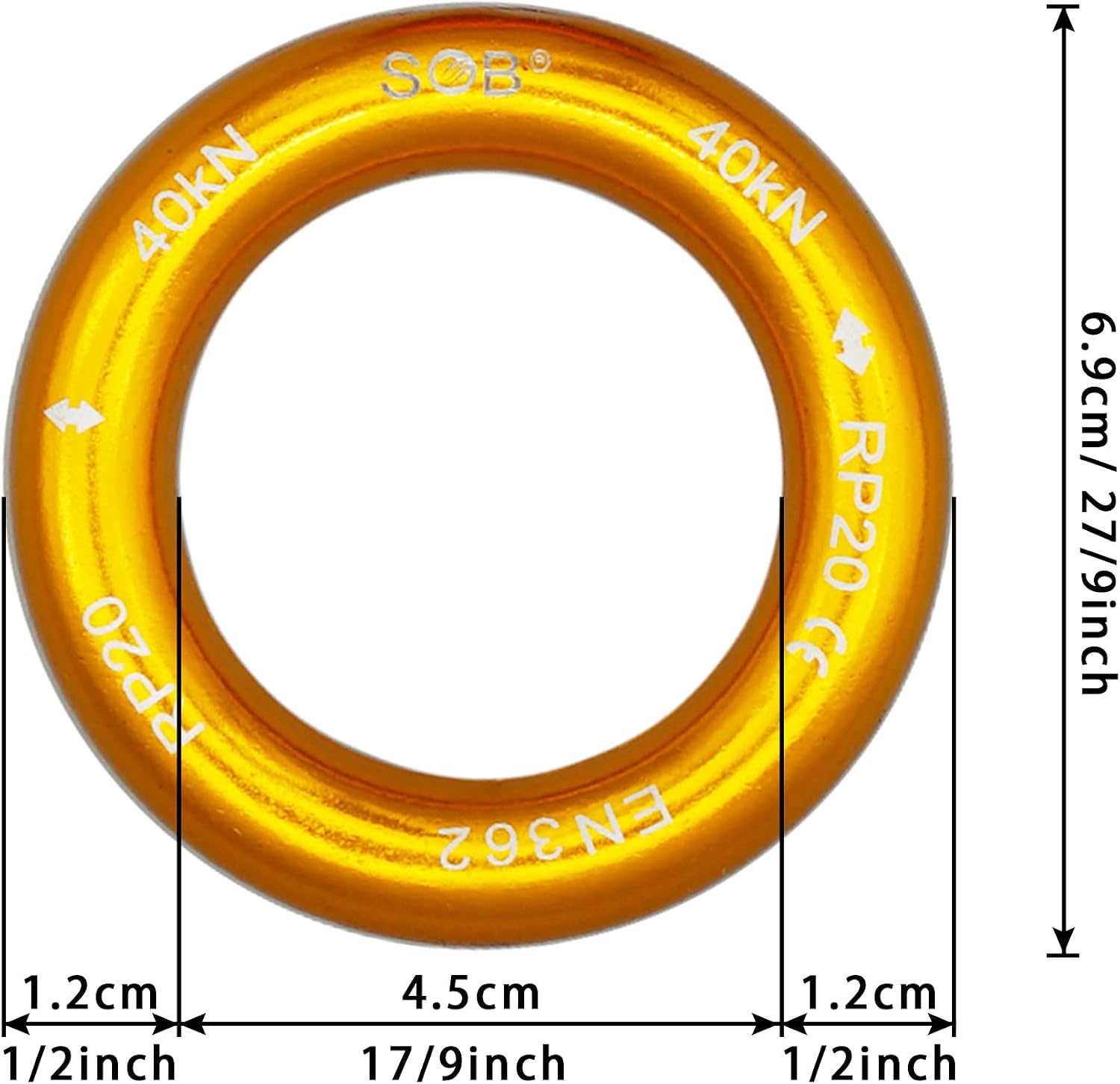 Aluminum Rappel Ring Climbing Ring 40KN/22KN Pack of 2 for Rock Climbing Arborist Rescue Connection Point