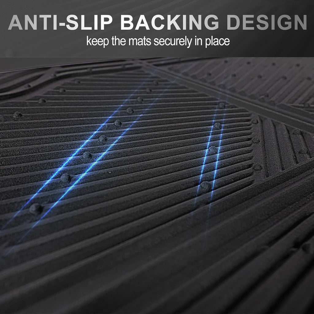 Rubber Floor Mats, All Weather Waterproof Trim-to-Fit Automotive Mats for Cars Trucks SUV, Anti-Slip Easy Clean