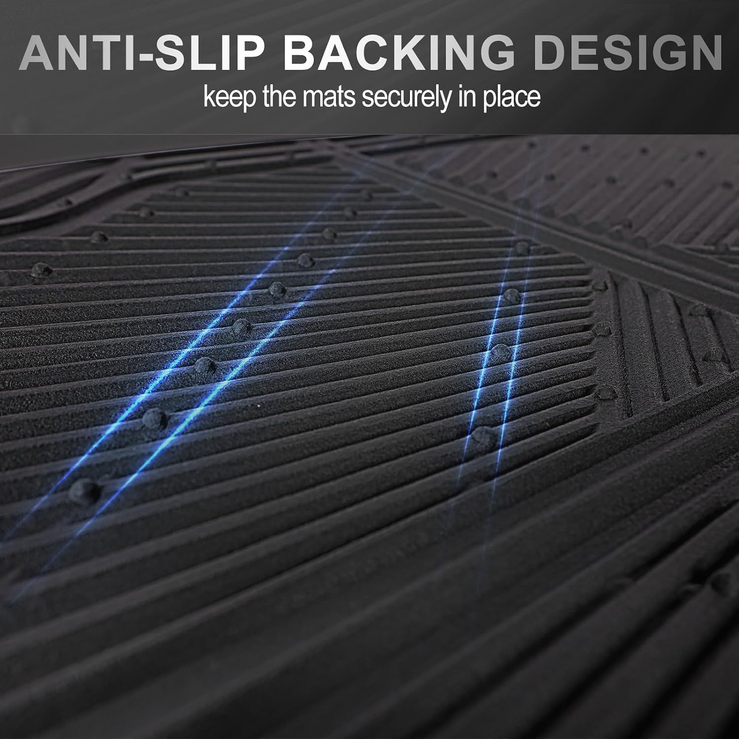 Rubber Floor Mats, All Weather Waterproof Trim-to-Fit Automotive Mats for Cars Trucks SUV, Anti-Slip Easy Clean