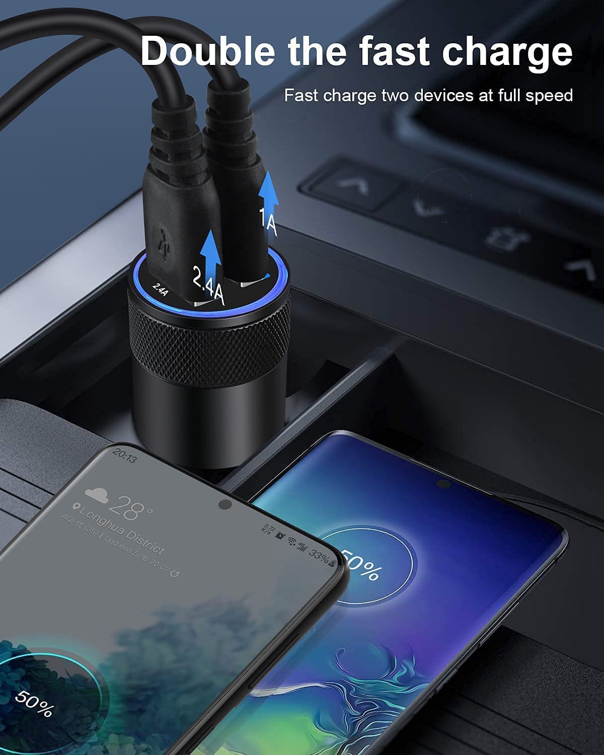 [5pcs] Car Charger Adapter, USB Multi Port Cigarette Lighter Fast Charging Power Block Plug for iPhone 17 16 15 14 13