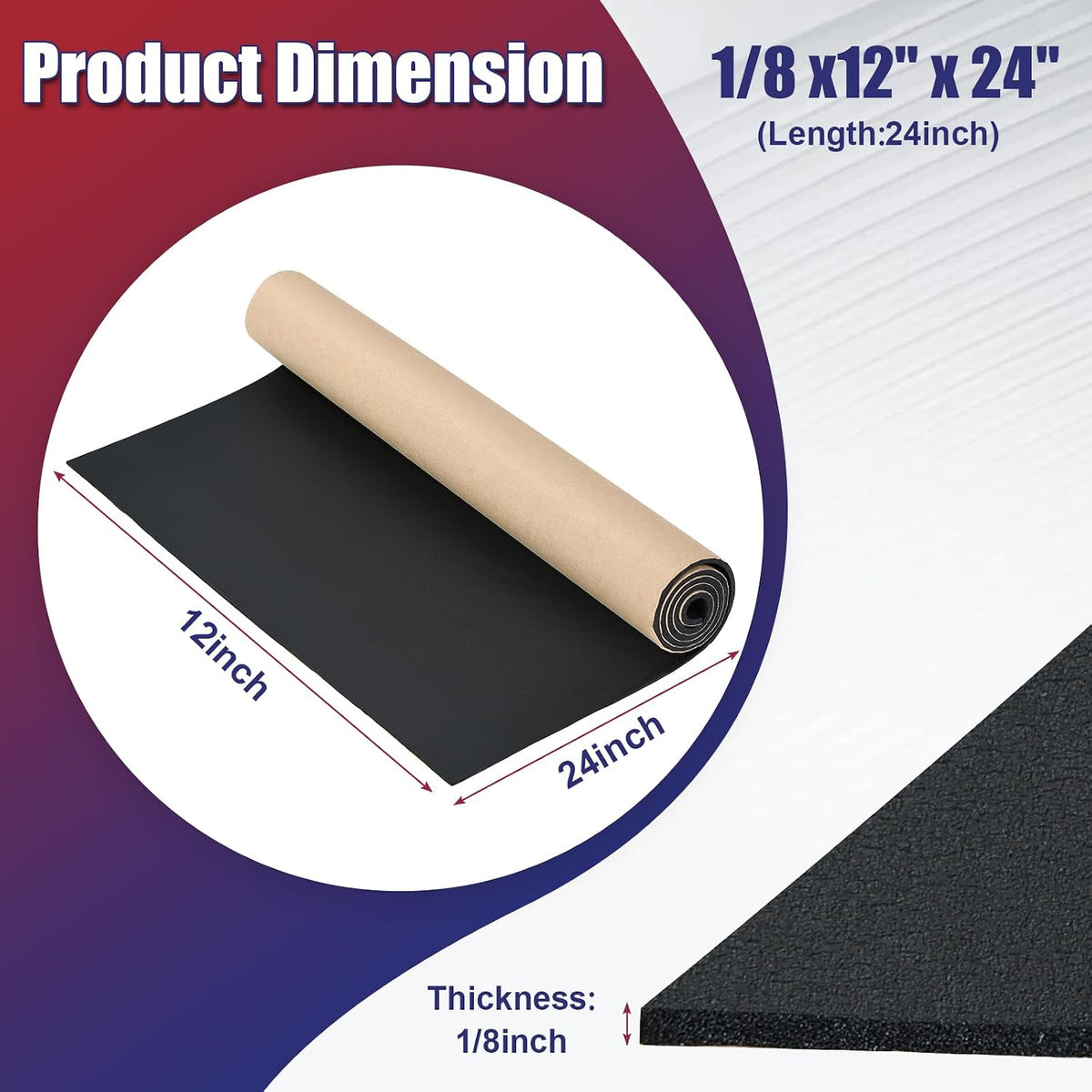 Neoprene Foam Sheet 1/8" x 12" x 24" with Adhesive Backing