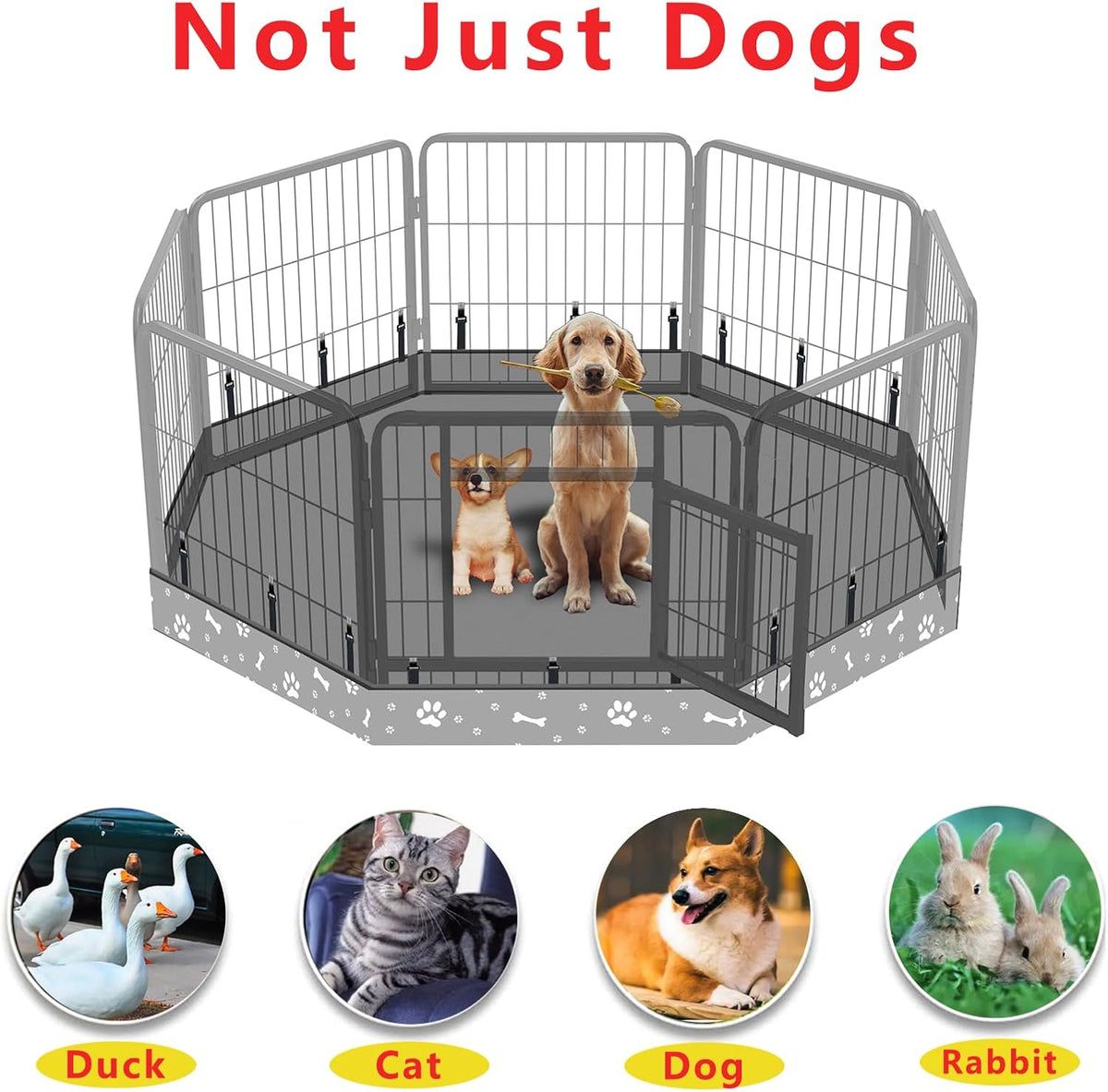 Dog Playpen Bottom Pad Fits for 24 Inch 8 Panels Metal Exercise Pet Playpen, Dog Crate Pad Puppy Playpen Pad, Elastic