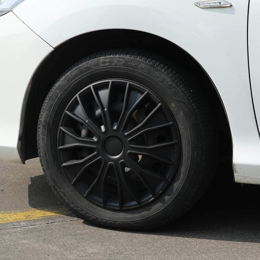 4-Pack 14 Inch Wheel Rim Cover Hubcaps, R14 Hub Caps, Matte Black