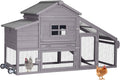Wooden Chicken Coop, Large Chicken Tractor with Wheels, Weatherproof Hen House with Nest Box and Removable Tray