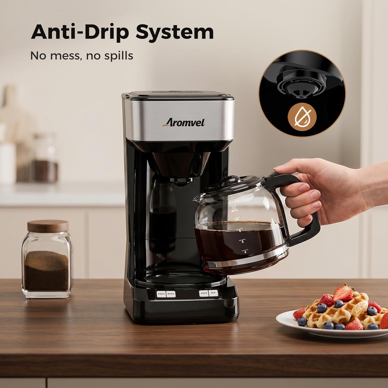 12 Cup Programmable Coffee Maker, 24-Hour Delay Brew, Drip Coffee | Large 1.8L Water Tank, Drip Coffee Machine with
