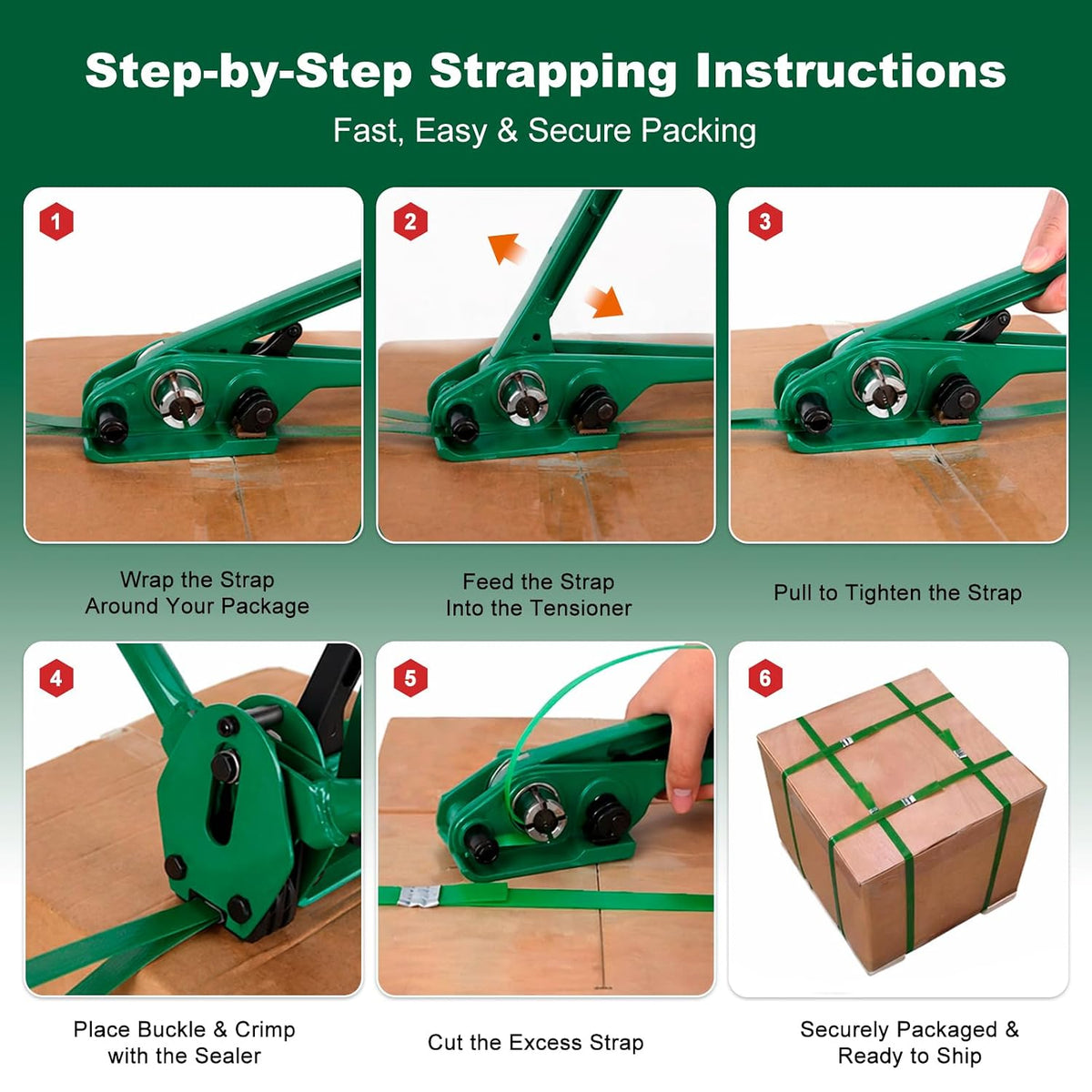 5/8" x 1000' PET Banding Strapping Kit with Tensioner and Sealer