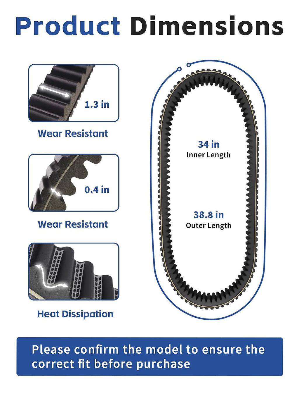 422280364 Drive Belt for Can-Am Commander 800/1000 Maverick 1000