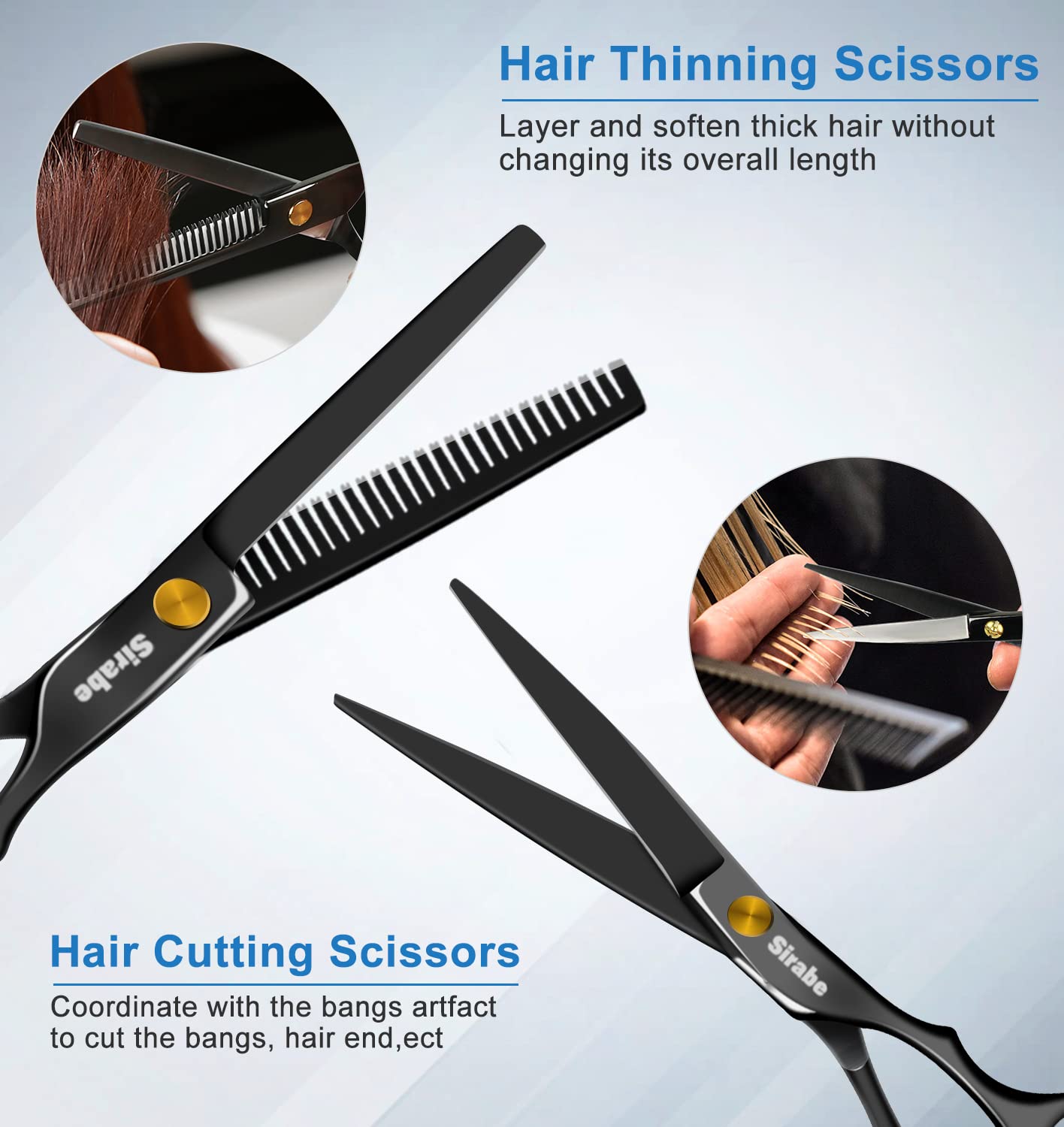 10 PCS Hair Cutting Scissors Set, Professional Haircut Scissors Kit with Cutting Scissors, Thinning Shears, Comb
