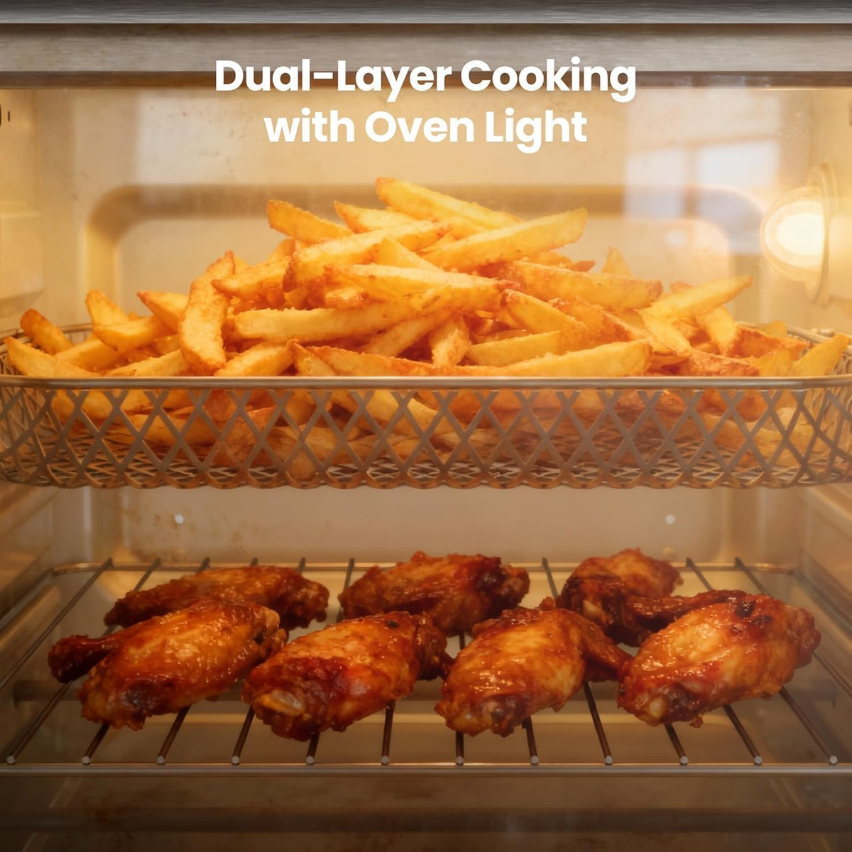 18QT Air Fryer Toaster Oven Combo, 12-in-1, Stainless Steel, Silver | Non-Toxic Countertop Convection Oven with