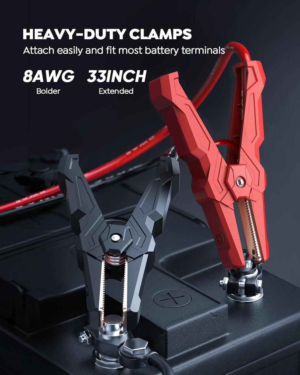 8000A Car Battery Jump Starter, Battery Jumper Starter Portable (All Gas/12L Diesel), 27000mAh 65W Charging Jump Box