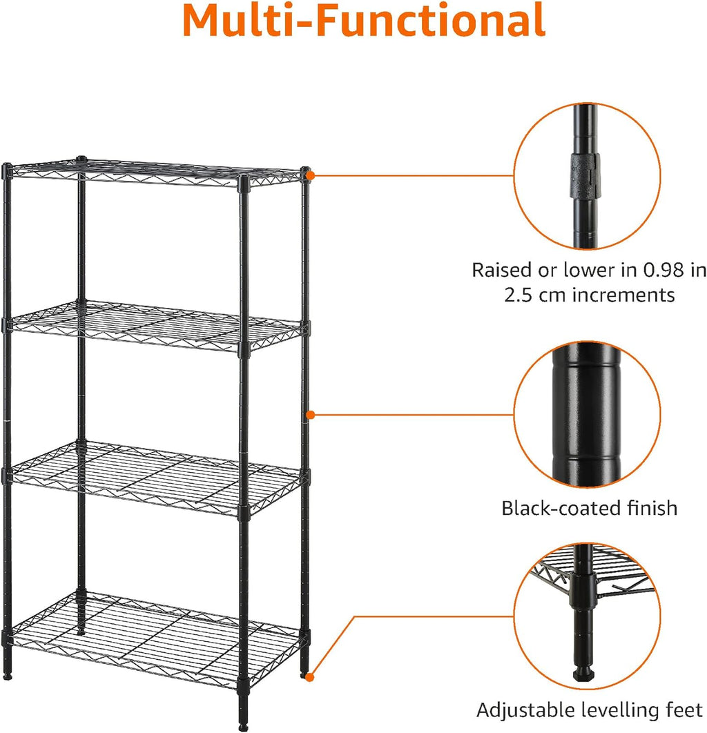 4-Shelf Steel Wire Storage Shelves for Garage, Adjustable Metal Shelving Unit, 200 lbs Per Shelf, 23.2" W x 48" H x