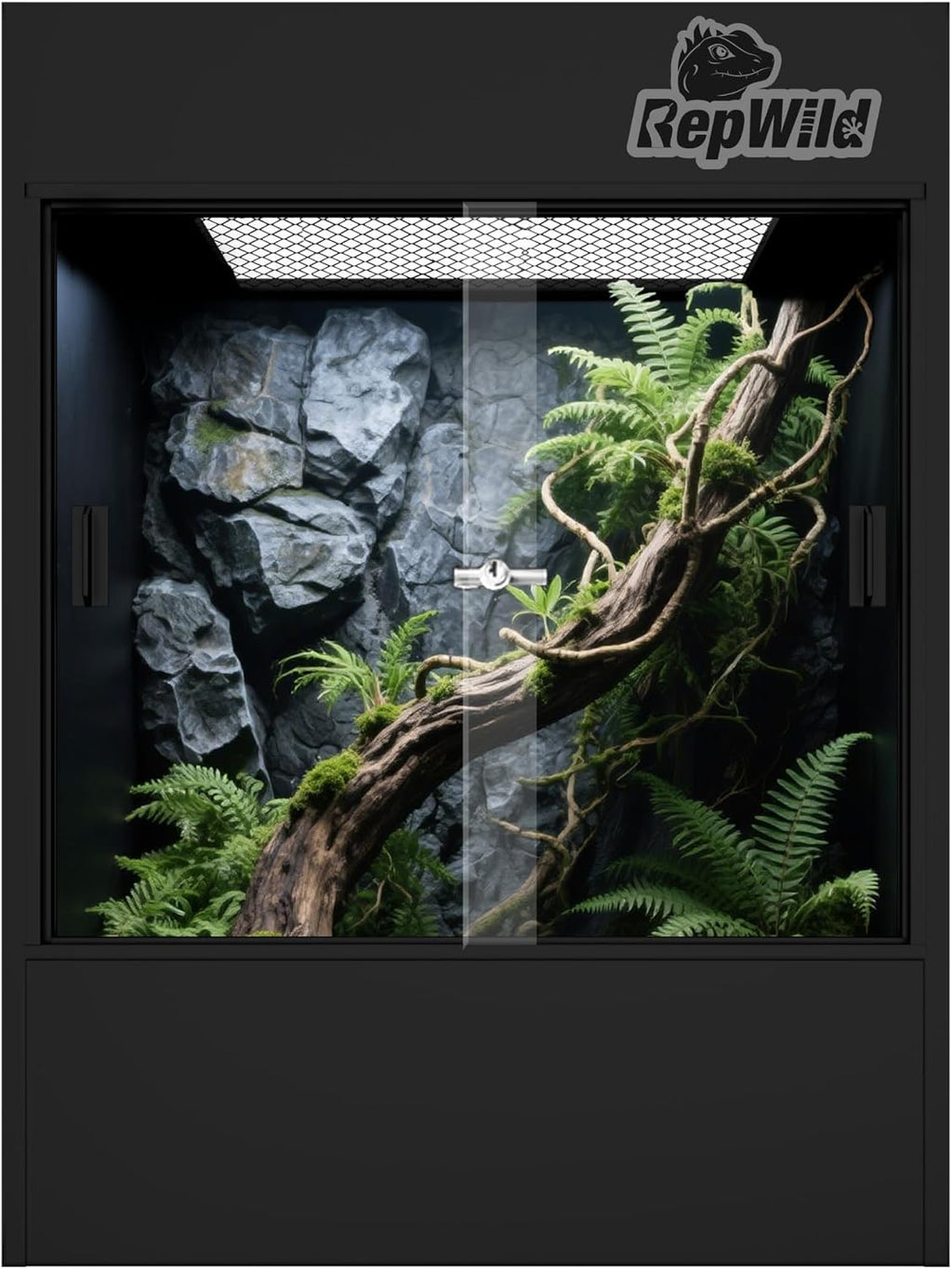 33 Gallon PVC Tall Reptile Terrarium, 18x18x24 Arboreal Enclosure | Vertical Habitat Enclosure with Sliding Door &