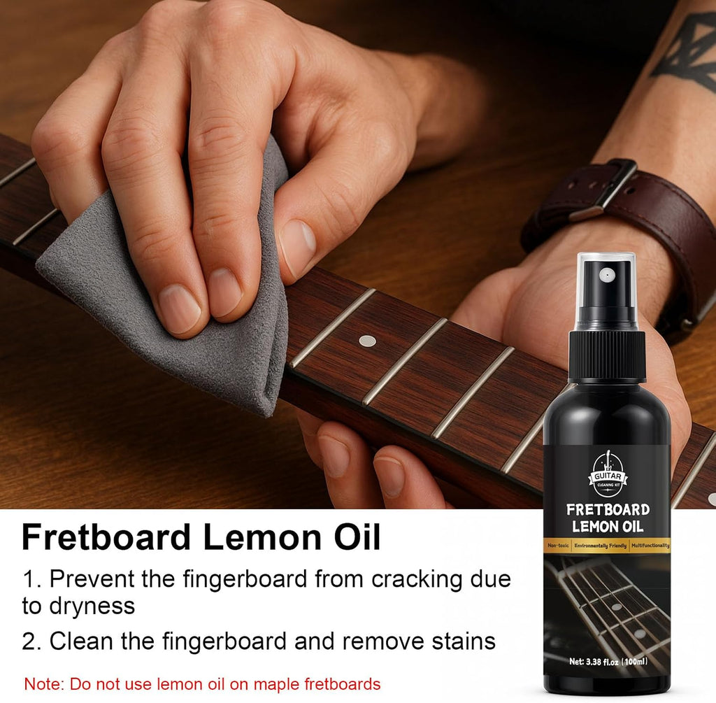 Guitar Cleaning Kit-8Pc Professional Maintenance Set with Oil & Wax | Cleans & Enhances Shine, Safe & Gentle