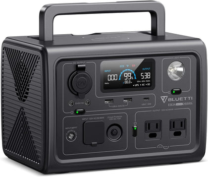 EB3A Portable Power Station, 268Wh Solar Generator LiFePO4 Battery Backup w/ 2 600W (1200W Surge) AC Outlets