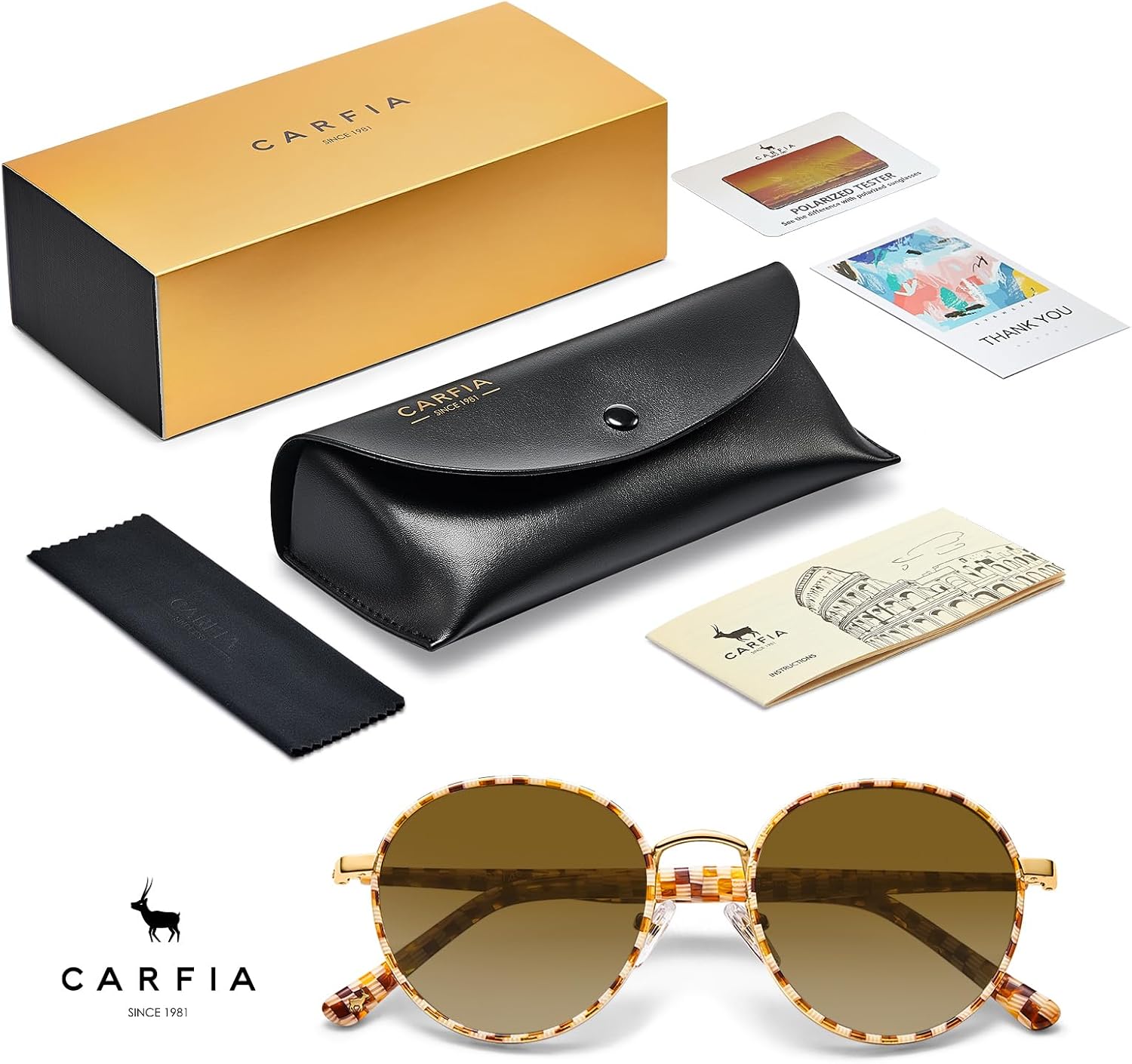 Retro Round Polarized Sunglasses for Women UV Protection | Acetate Arms Metal Frame Driving Sun Glasses