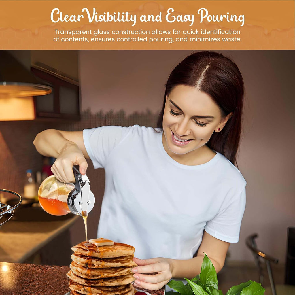14-Ounce Glass Syrup Dispenser with Dispensing Thumb Lever