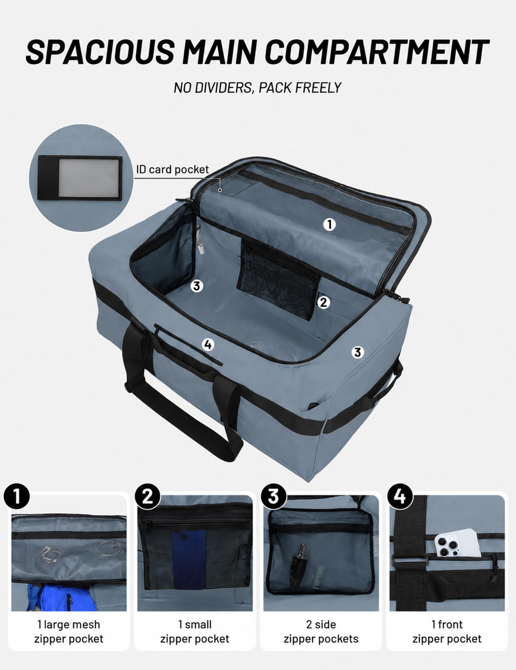 40L/60L/90L Water Resistant Backpack Duffel, Heavy Duty Duffle Bags