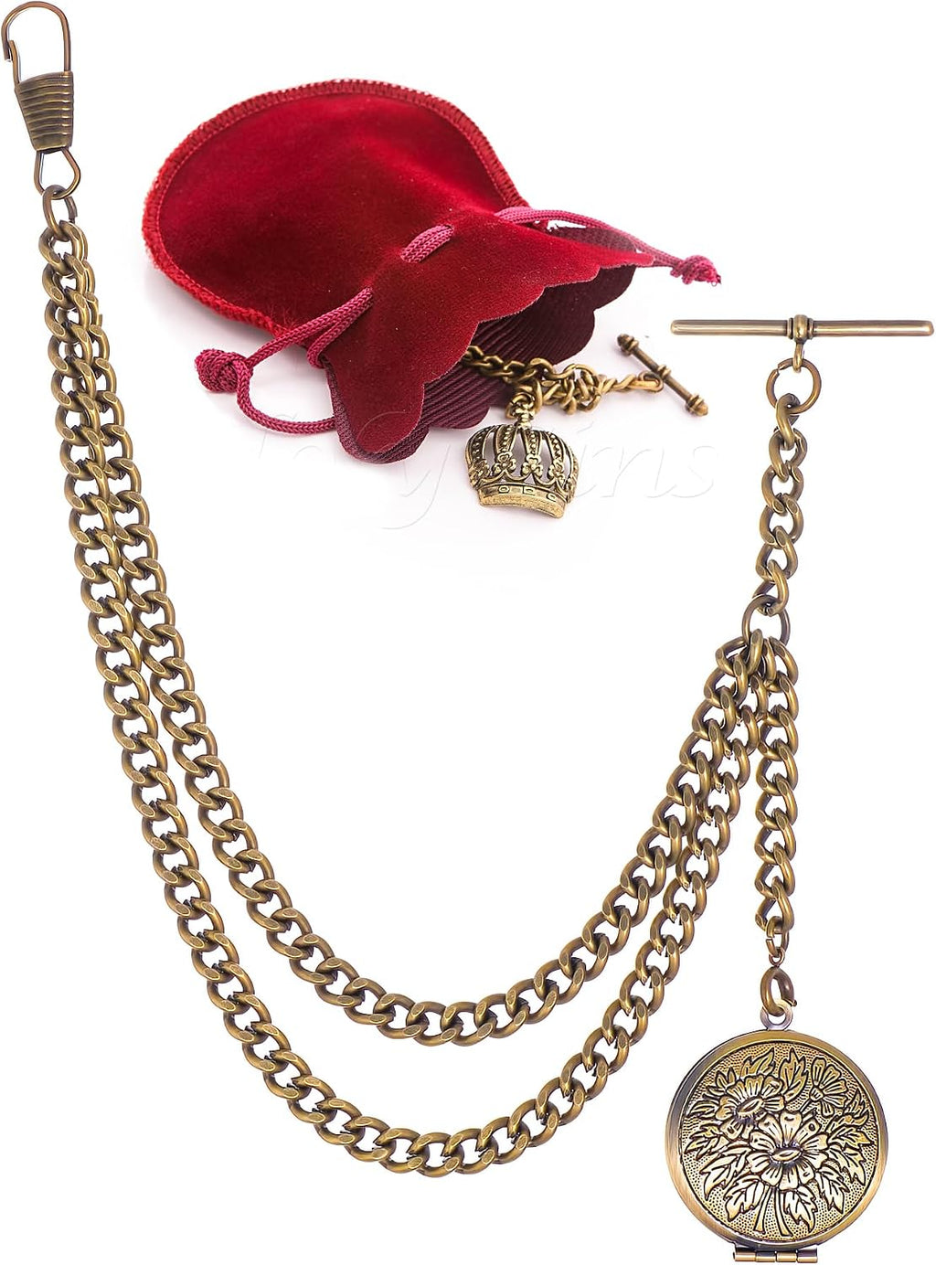 Vintage Single Albert Bronze Pocket Watch Chain