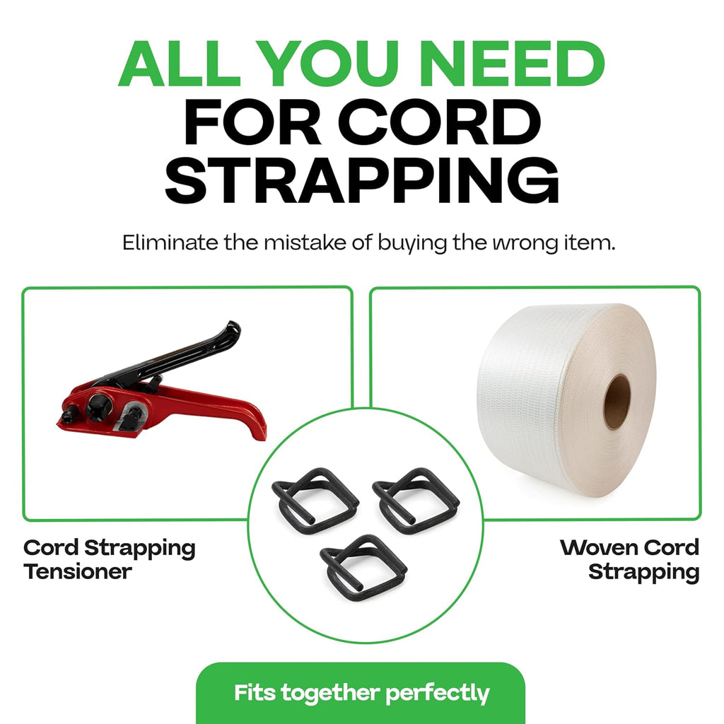 Cord Strapping Buckles 3/4", 500-Pack - for Woven Cord Strap, USA-Made