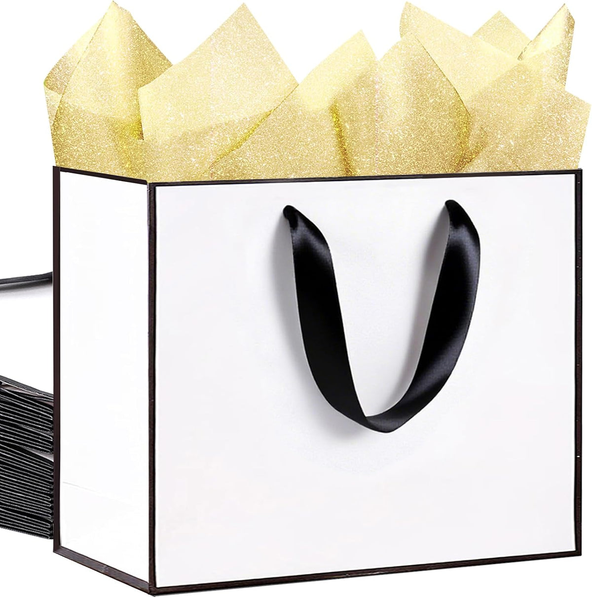 12 PCS Extra Large Gift Bags with Black Frame & 10 Tissue Papers