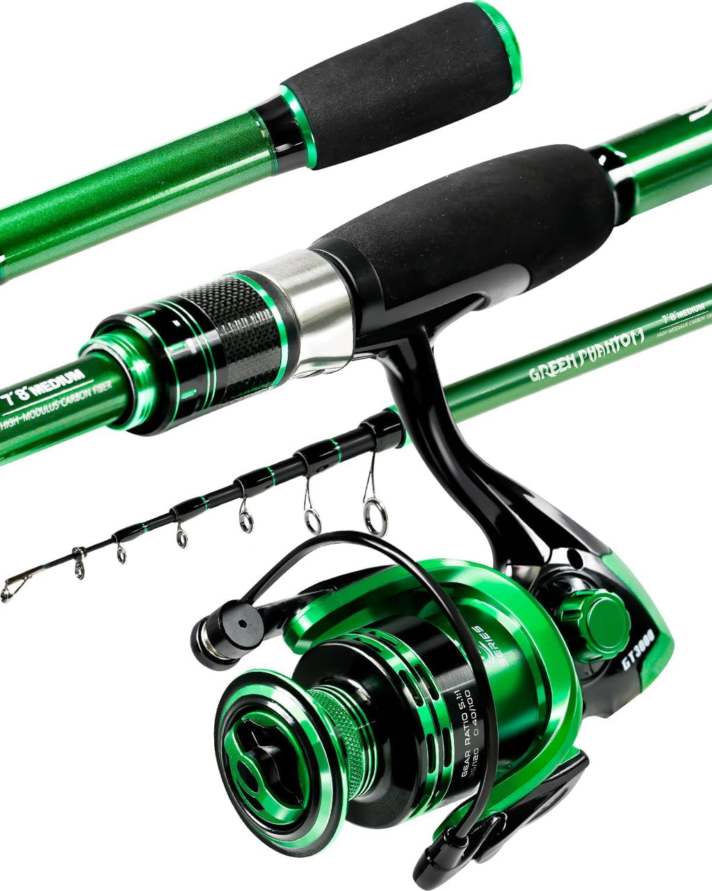 Telescopic Fishing Rod and Reel Combo,Spinning Travel Kit | Graphite Telescopic Fishing Rod,Collapsible Fishing Pole
