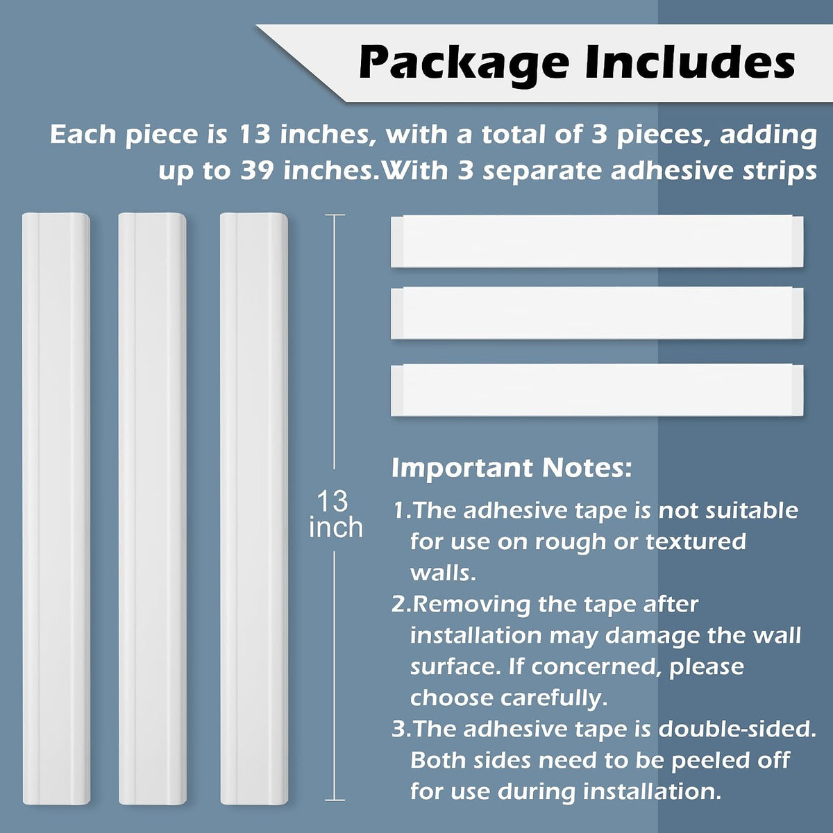 TV Cord Hider - 39in(3xL13in) Cord Covers for Wall Mounted TV Cable Hider Wall Kit | Wire Hiders for TV on Wall, Wire