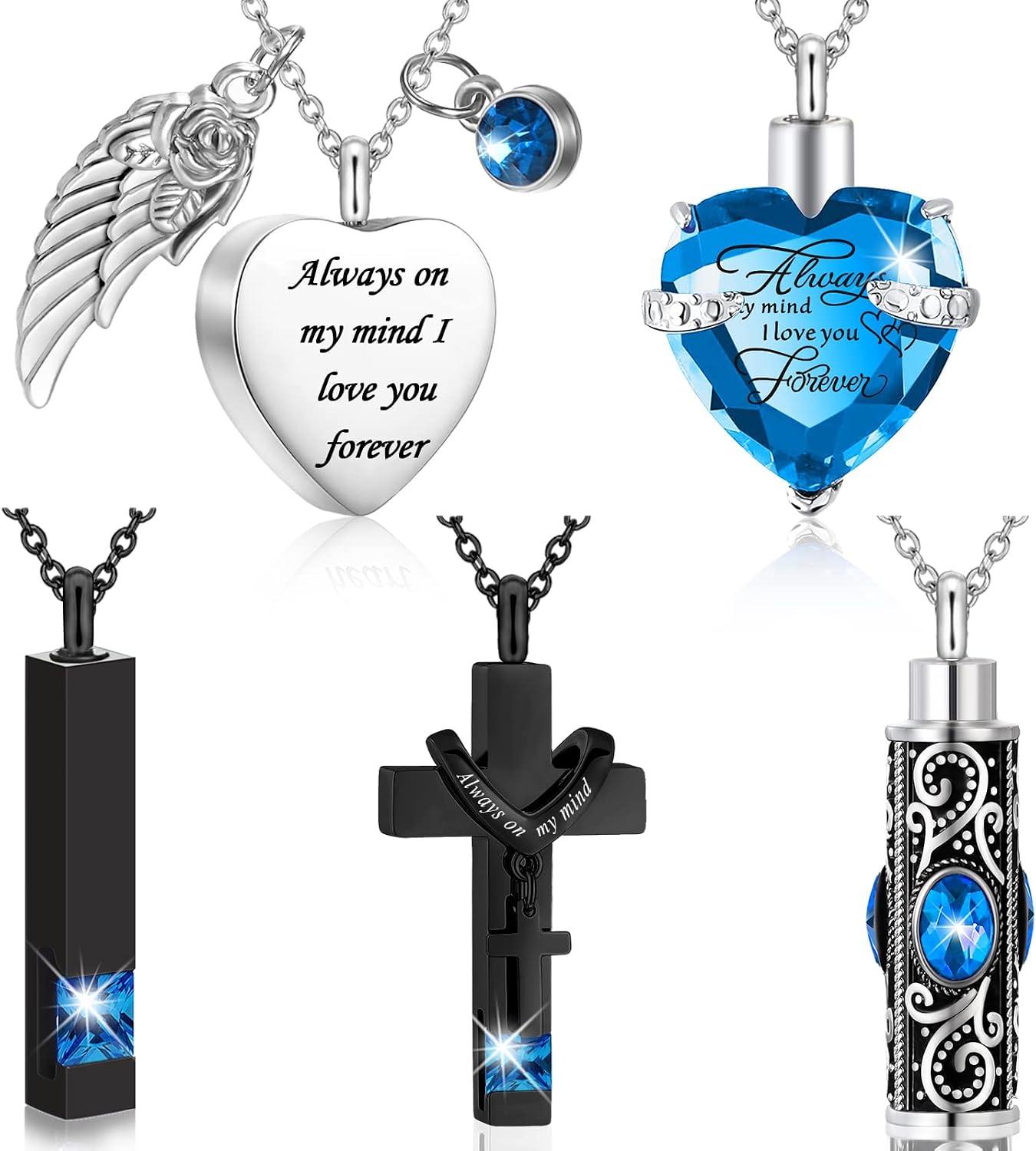 5 Pcs Urn Necklaces for Ashes Cremation Keepsake