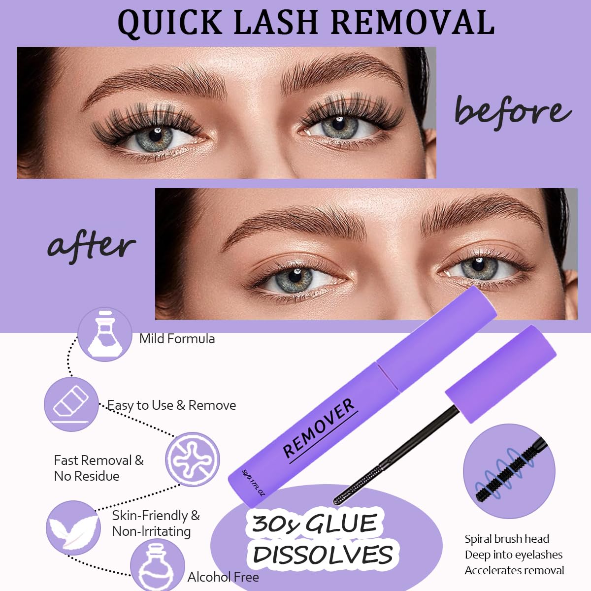 Lash Bond and Seal Kit DIY Lash Extension | Waterproof Lashe Cluster Glue 72h Hold and Seal Lash Remover Tweezers for