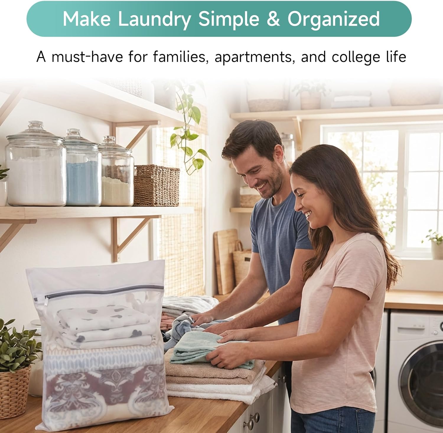 XL Mesh Laundry Bags, 4-Pack Large Wash Bags with Auto-Lock Zipper