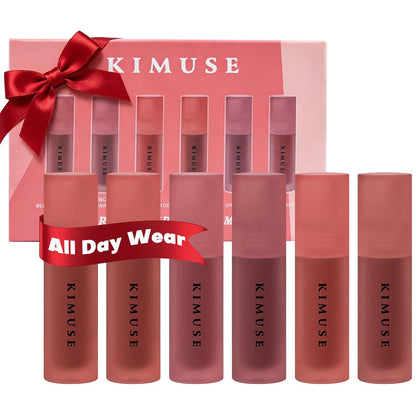 Water Gel Lip Tint 6-Colors Set, Highly Pigmented Glossy Lip Stains
