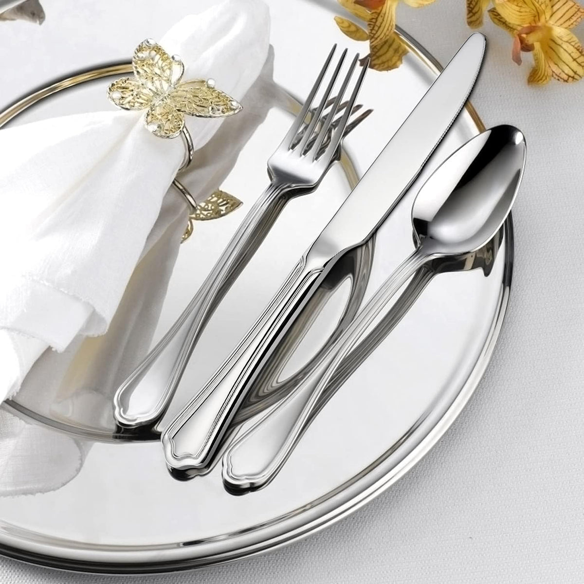 60-Piece Silverware Set for 12, Stainless Steel Flatware, Heavy Duty