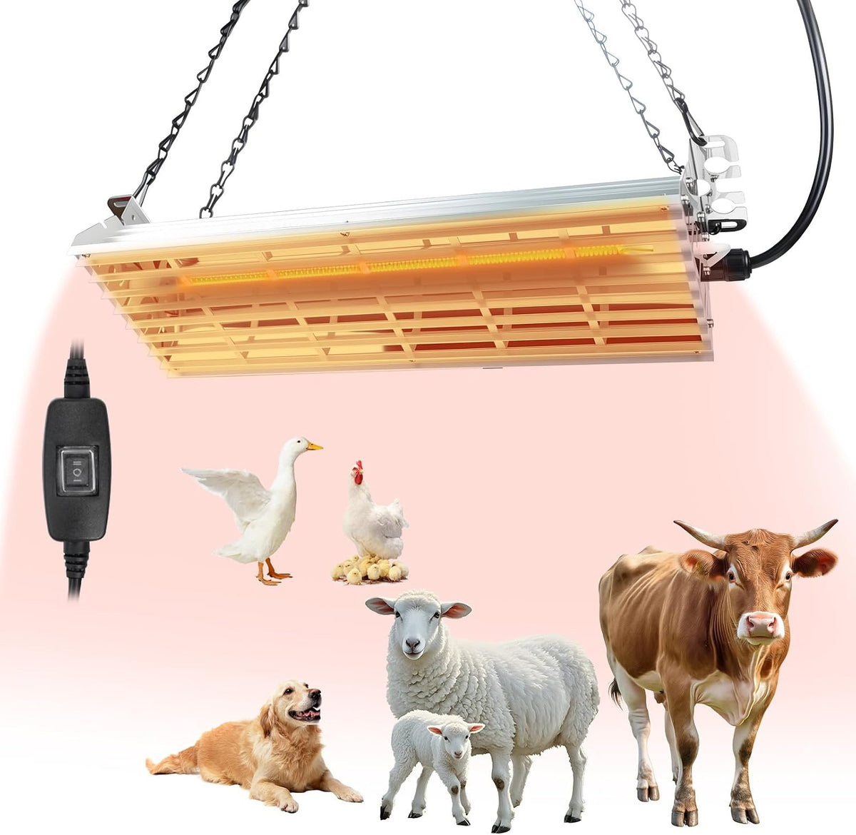 400W Chicken Coop Heater, Carbon FiberChicken Heater for Coop with Adjustable Heating Settings & Hanging