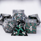 Metal Dice - Ancient Cracked - Black Green Glitter Cracks
