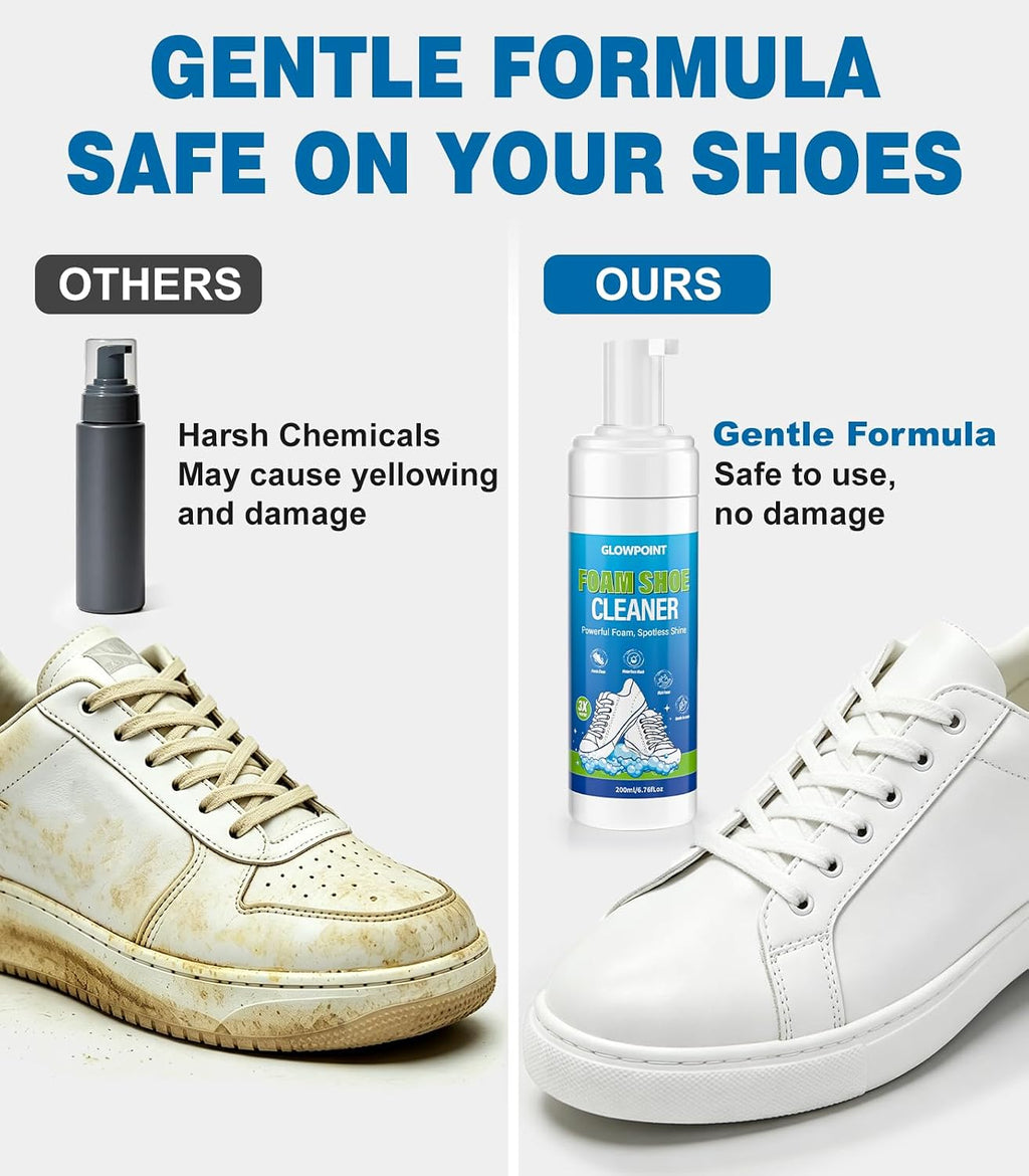 Shoe Cleaner, 6.76 Oz White Shoe Cleaning Kit with Brush & Towel | Sneaker Cleaner Foam Removes Dirt & Stain for