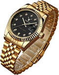 Mens Fashion Luxury Stainless Steel Calendar Rhinestone Waterproof Sports Women Unisex Quartz Watch