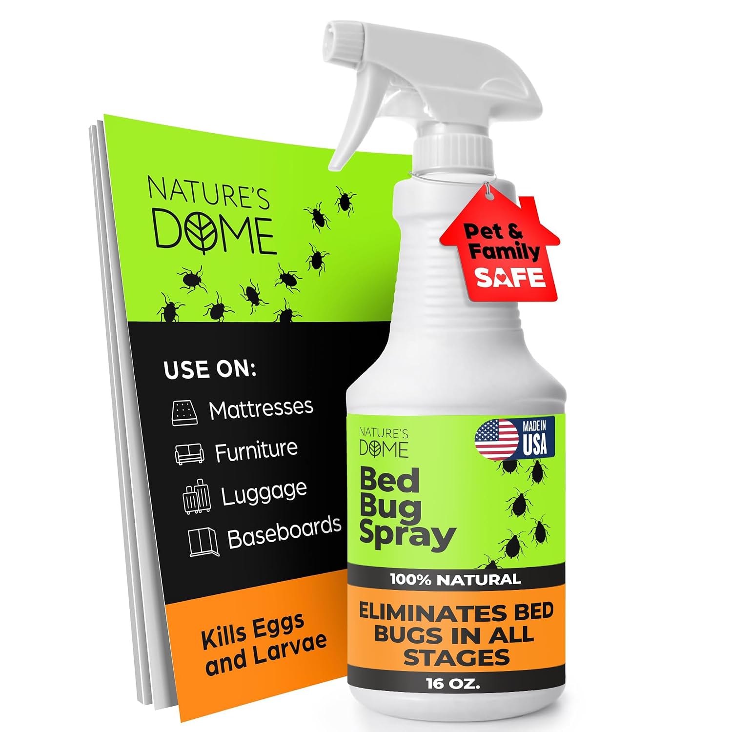Bed Bug Spray – 16 OZ Natural Bed Bug & Mite Killer for Mattress, Furniture & Bedding – Plant-Based, Dries Clear