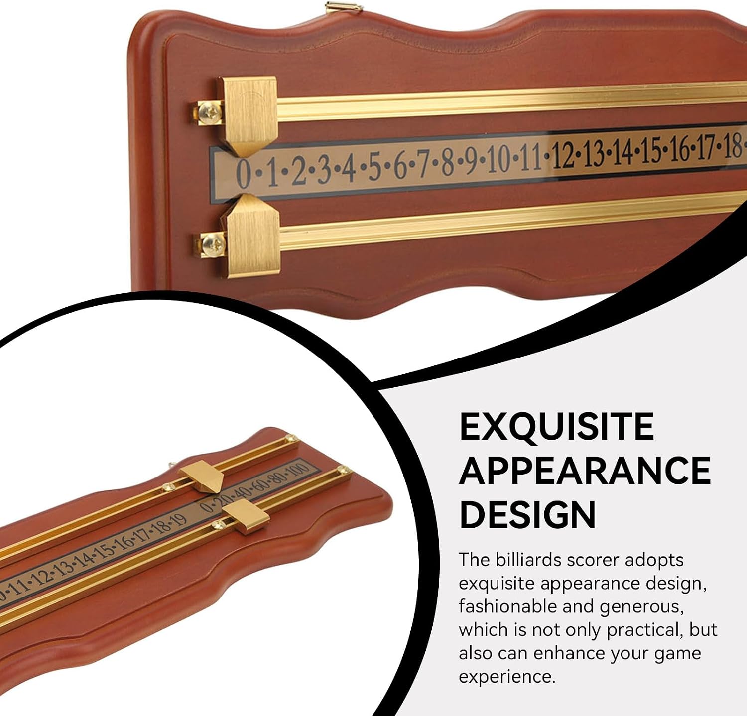 Billiard Game Scorer, 2 Track Wavy Billiard Score Board Medium Density Fiberboard and Metal Billiard Game Score