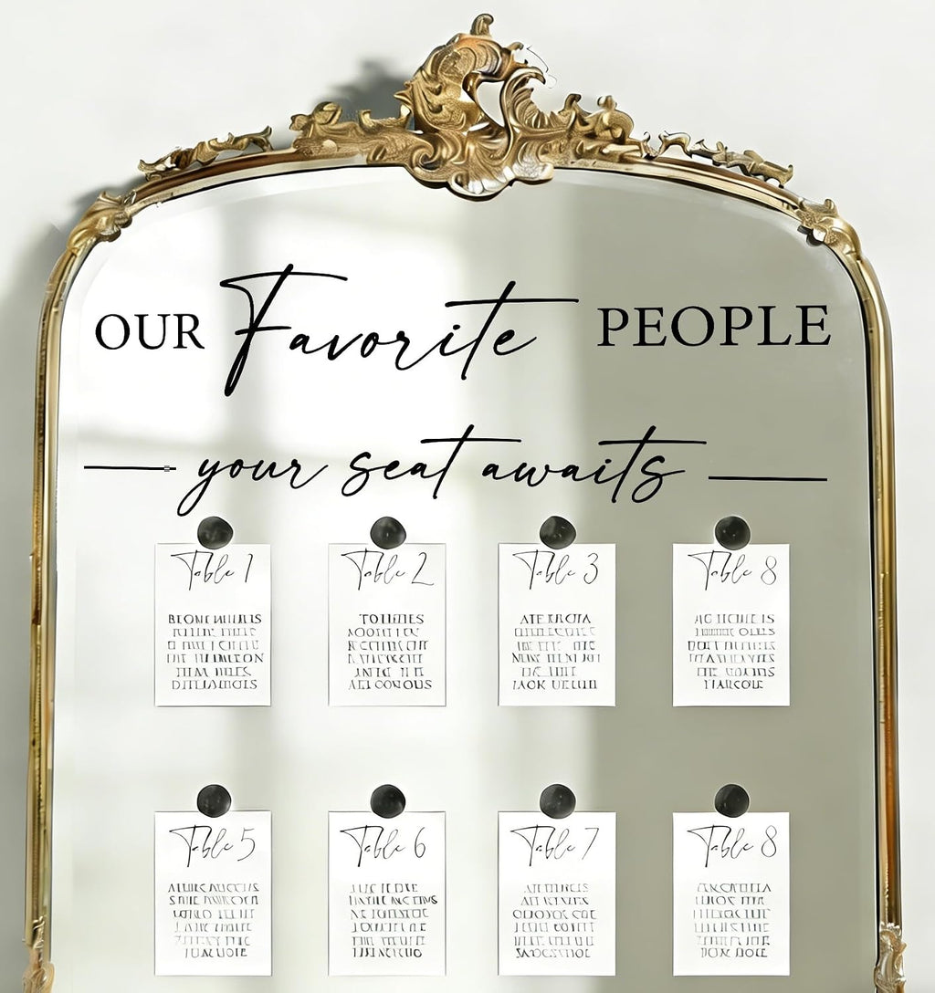 Wedding Seating Chart Decal - Welcome to Our Wedding Mirror Decal, Seating Chart Board Black
