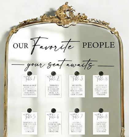 Wedding Seating Chart Decal - Welcome to Our Wedding Mirror Decal, Seating Chart Board Black