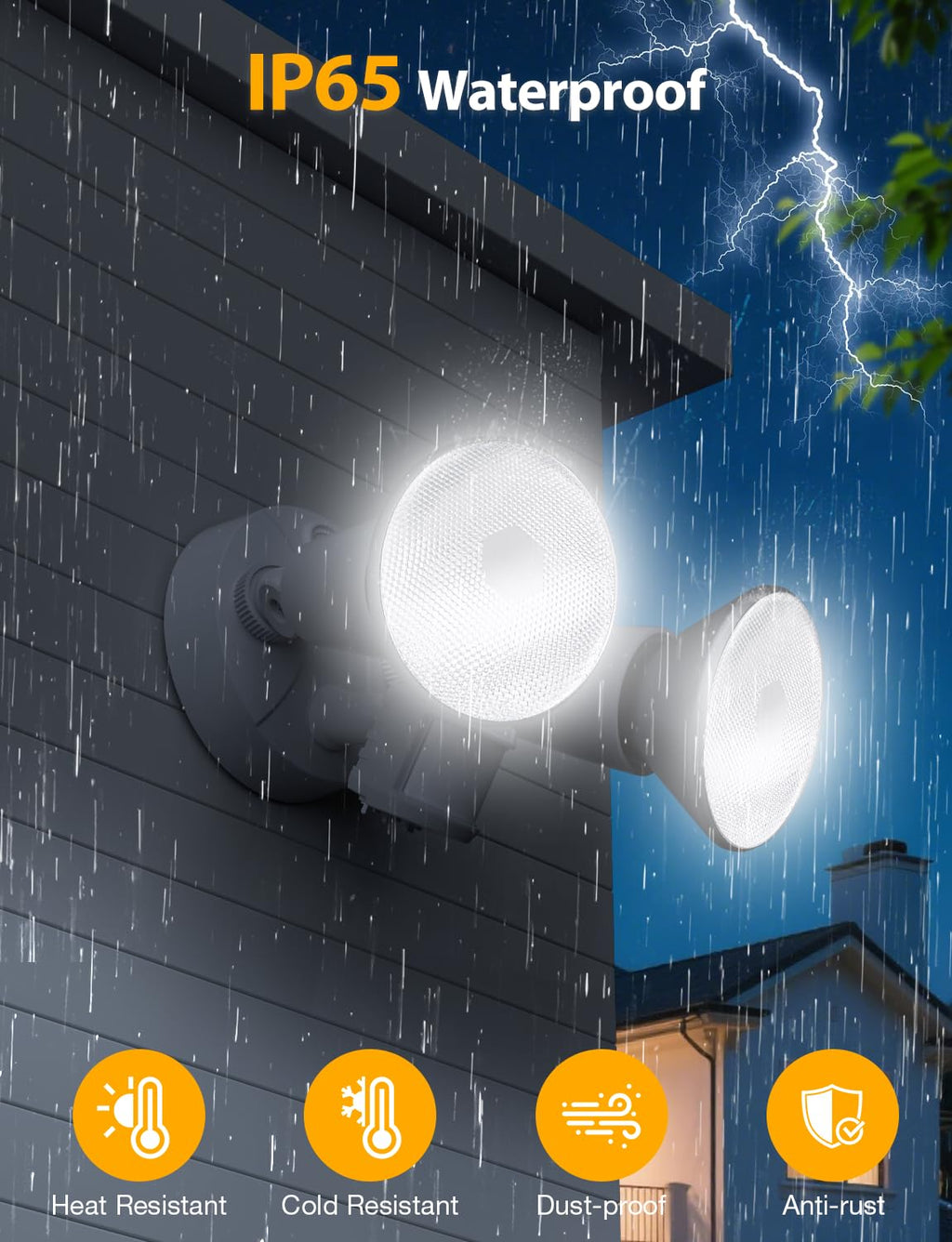 2 Pack Motion Sensor Outdoor Flood Light Fixtures, E26 Base, White