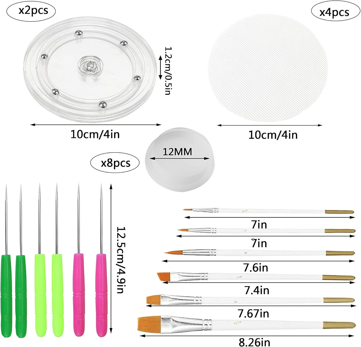 Cookie Decorating Kit Supplies Including 2 Acrylic Cookie Turntable 6 Cookie Scribe Needle 4 Silicone Mesh Mats 6