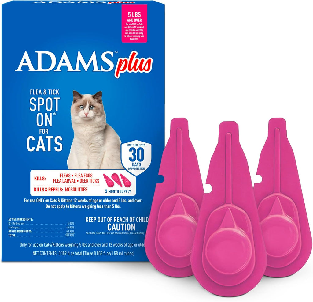 Plus Flea and Tick Prevention Spot On for Cats, 3 Pack