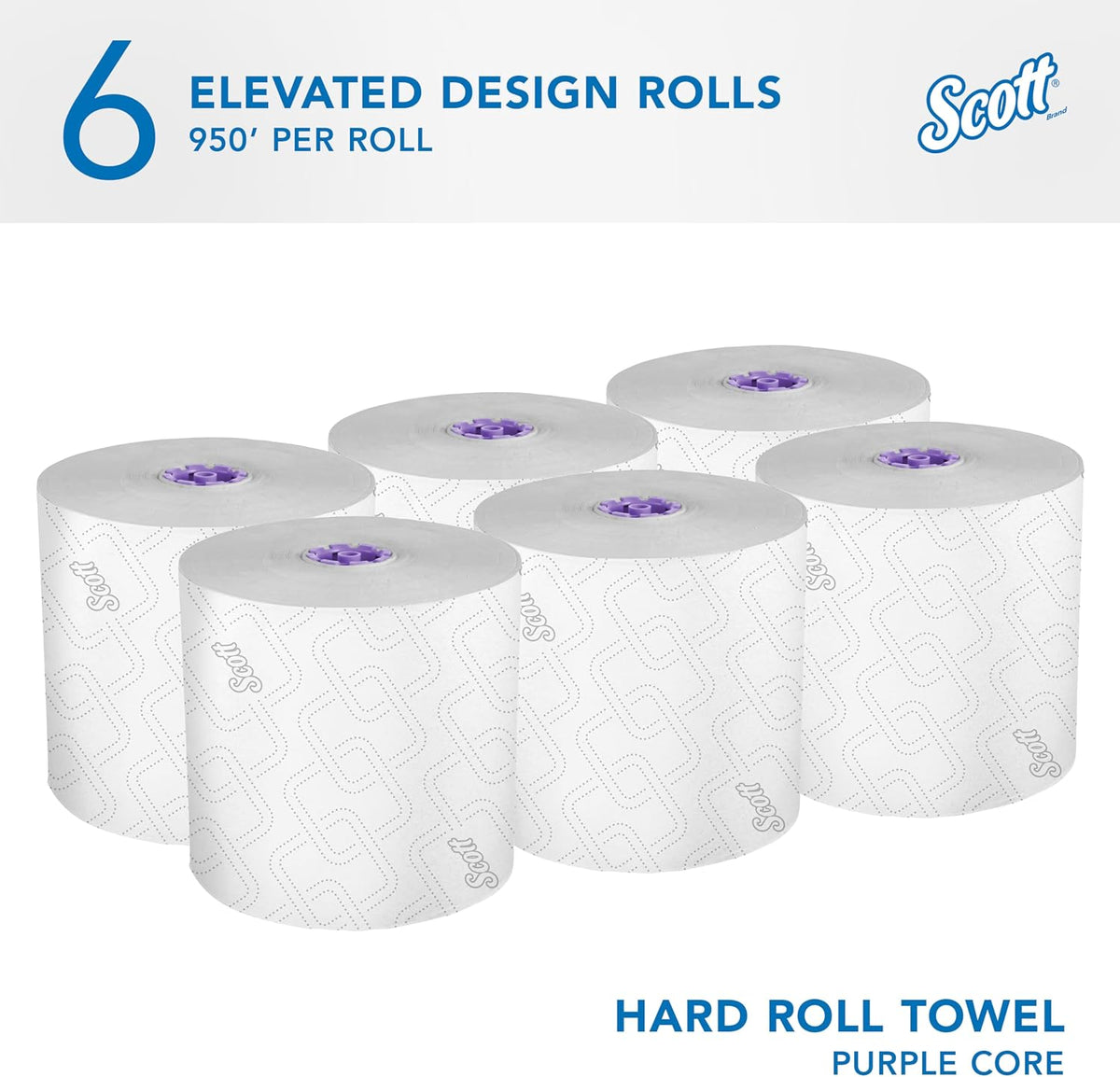 Hard Roll Paper Towels, Bulk, 6 Rolls x 950' (02001)