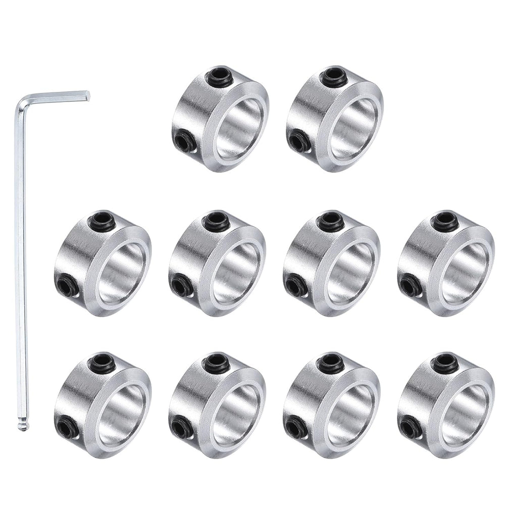MECCANIXITY 10Pack Shaft Collar 10mm Bore 8mm Thick 16mm OD Silver