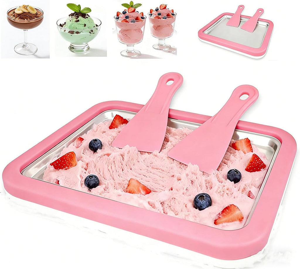 Rolled Ice Cream Maker,Instant Ice Cream Maker,Instant Gelato Pan/Roll,Food Grade SUS304 Stainless Steel Cool Plate