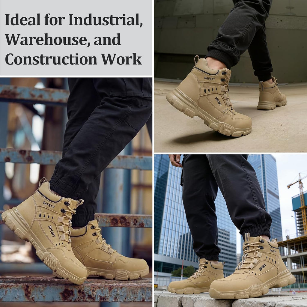 Steel Toe Boots for Men Lightweight Men's Safety Work Boots | Impact-Resistant,Puncture-Resistant Safety