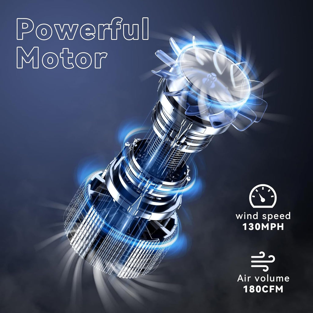 Leaf Blower Cordless with 2 Battery and Charger, 130MPH 180CFM High Speed Leaf Blower with 2 Tubes, 20V Electric Leaf